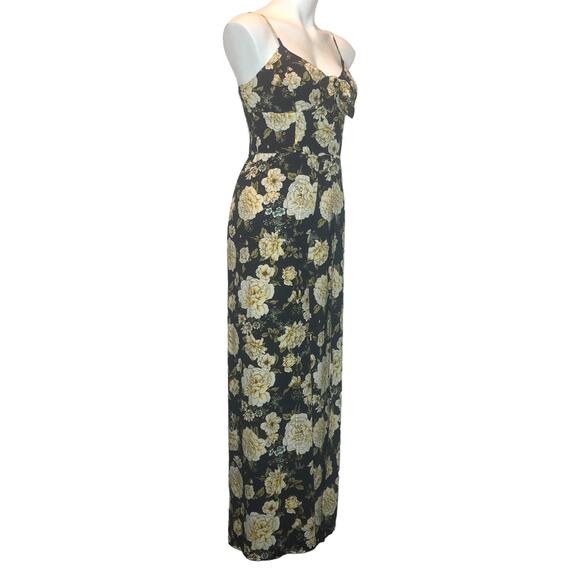 Xhilaration Navy and Yellow Floral Jumpsuit - Size Small - Picture 5 of 8